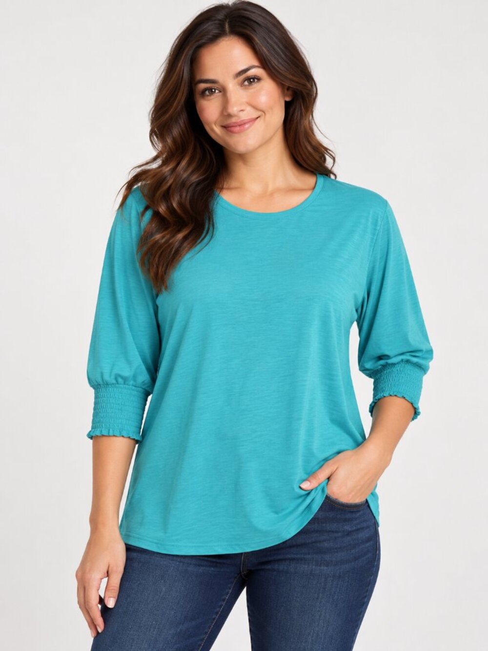 Dokotoo Teal Blouse NWT 3/4 Sleeve Size L or XL